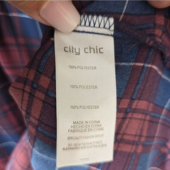 City Chic Plaid Button-Up Shirt Dress – Size Medium/18 (NWT) - Picture 5 of 16